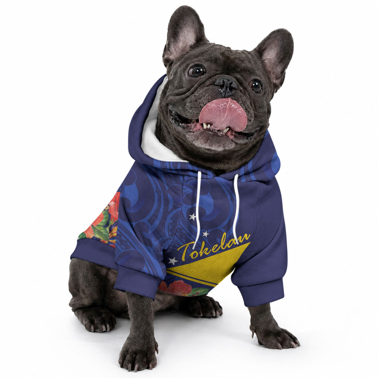 Personalised Tokelau Tropical Hibiscus Pet Hoodie With Polynesian Plumeria Tattoo