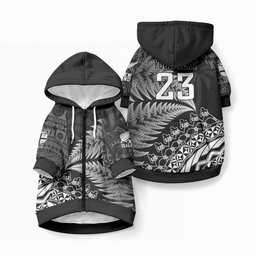 Custom Fiji New Zealand Maori Rugby Pet Hoodie Cibi Dance with Black Fern