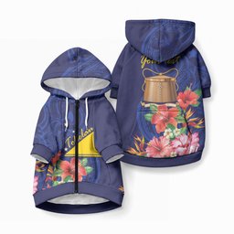 Personalised Tokelau Tropical Hibiscus Pet Hoodie With Polynesian Plumeria Tattoo
