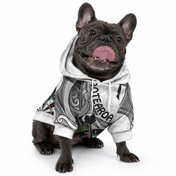 Personalised New Zealand Darts Pet Hoodie Kowhai Floral with Maori Tattoo