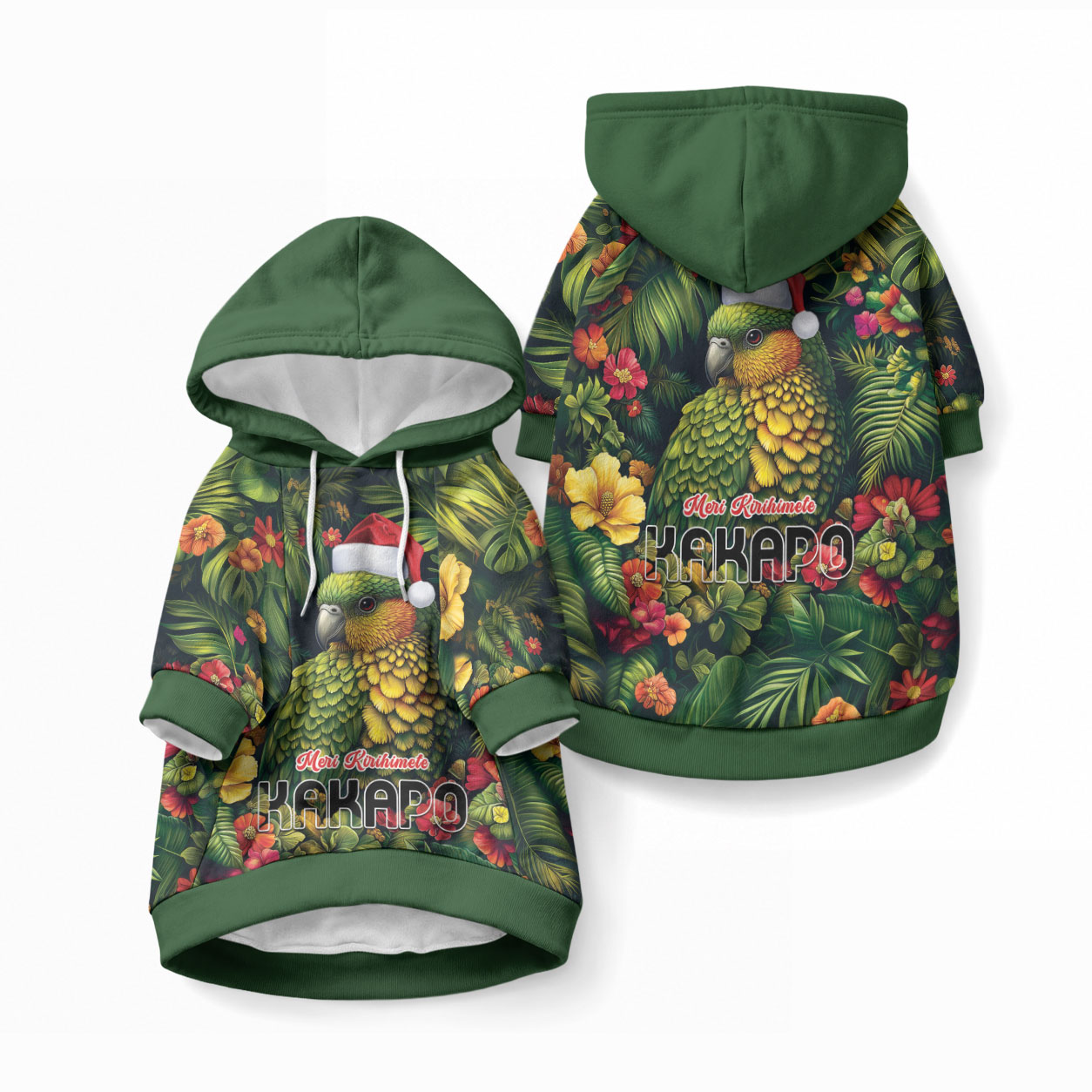 Meri Kirihimete Kakapo Pet Hoodie New Zealand Christmas with Tropical Vibe