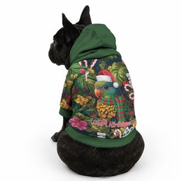 Meri Kirihimete Kakapo Santa Pet Hoodie Merry Christmas with Tropical Vibe