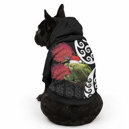 New Zealand Kakapo Christmas Pet Hoodie Meri Kirihimete Pohutukawa Flowers