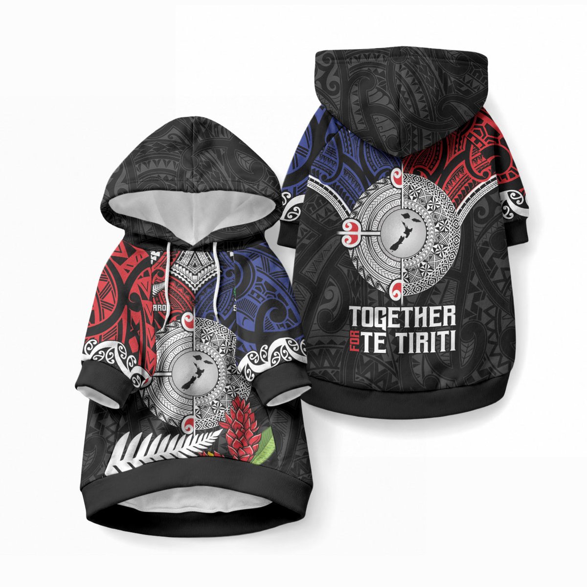 Aotearoa and Samoa Mo Te Tiriti Pet Hoodie Tangata Moana Stand with Tangata Whenua