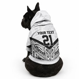 New Zealand Football Custom Pet Hoodie All White Fern Go Champions