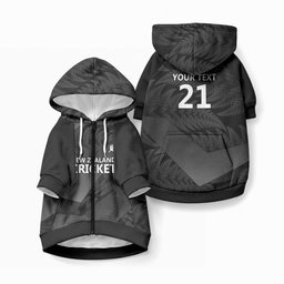New Zealand Cricket Custom Pet Hoodie Potae Pango Black Fern Pattern