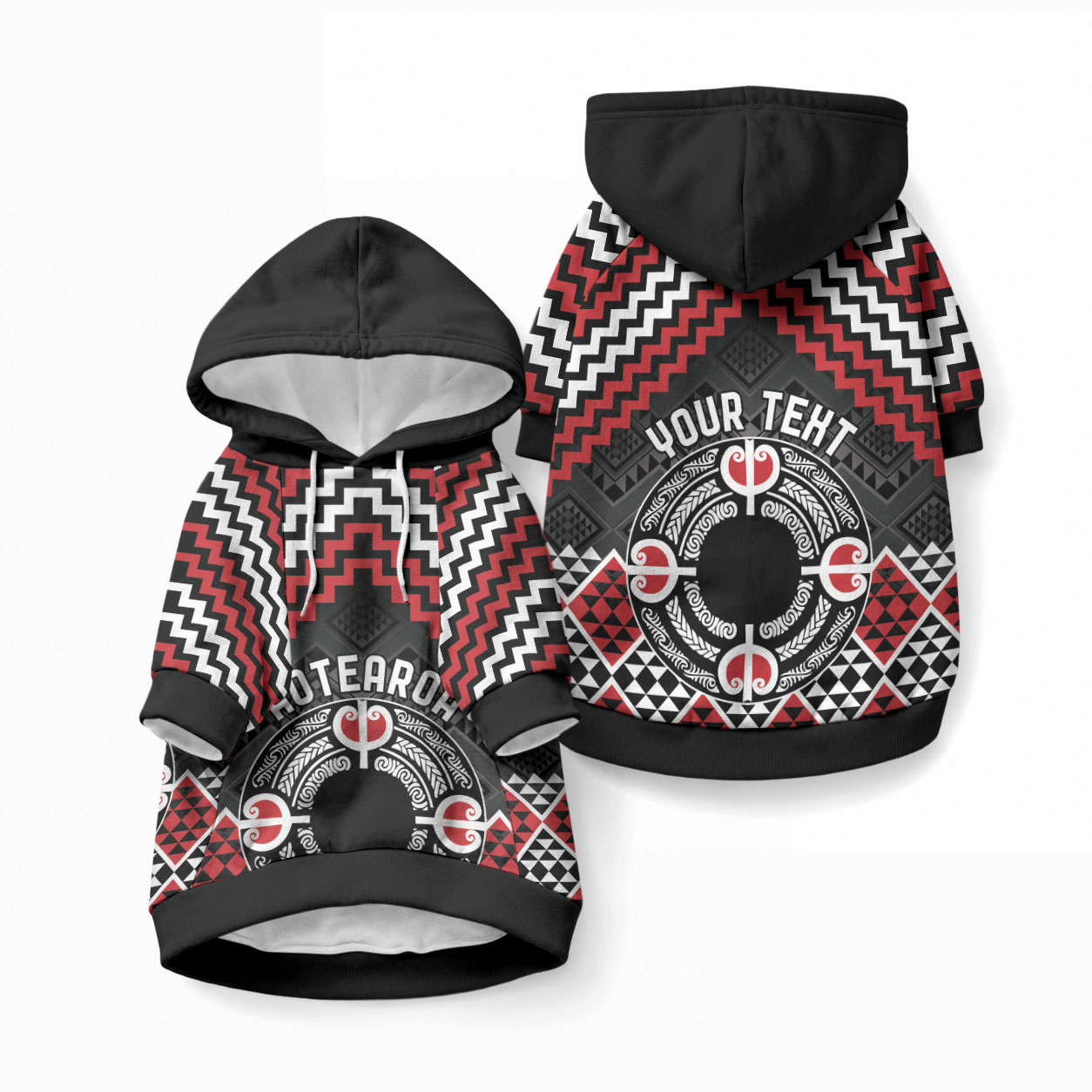 Personalised Aotearoa Niho Taniwha Motif Pet Hoodie Red Style