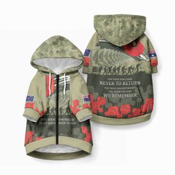 ANZAC Day We Remember Pet Hoodie Maori Silver Fern Camouflage Motif