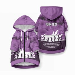 Anzac Day Gallipoli Personalised Pet Hoodie Purple Poppy Flowers