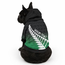 Green Silver Fern Spirit Taniko Tukutuku Personalised Pet Hoodie