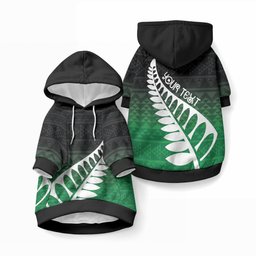 Green Silver Fern Spirit Taniko Tukutuku Personalised Pet Hoodie