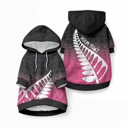 Pink Silver Fern Spirit Taniko Tukutuku Personalised Pet Hoodie