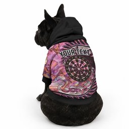 New Zealand Darts Personalised Pet Hoodie Aotearoa Silver Fern Pink Papua Shell Spirit