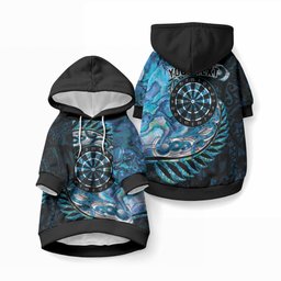 New Zealand Darts Personalised Pet Hoodie Aotearoa Silver Fern Blue Papua Shell Spirit