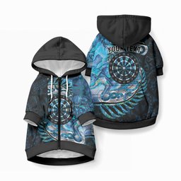 New Zealand Darts Personalised Pet Hoodie Aotearoa Silver Fern Blue Papua Shell Spirit