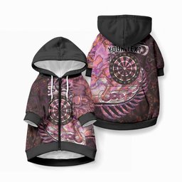 New Zealand Darts Personalised Pet Hoodie Aotearoa Silver Fern Pink Papua Shell Spirit