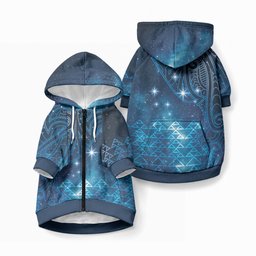 New Zealand Matariki Pet Hoodie Taniko Aramoana With Maori Galaxy Sky Night