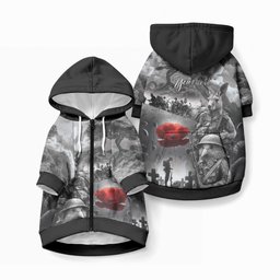 Black ANZAC Personalised The Battle of Lone Pine Pet Hoodie Kiwi-Kangaroo Soldier Lest We Forget