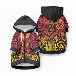 New Zealand Rangatira Custom Pet Hoodie Red and Gold Niho Taniwha Maori Tribal