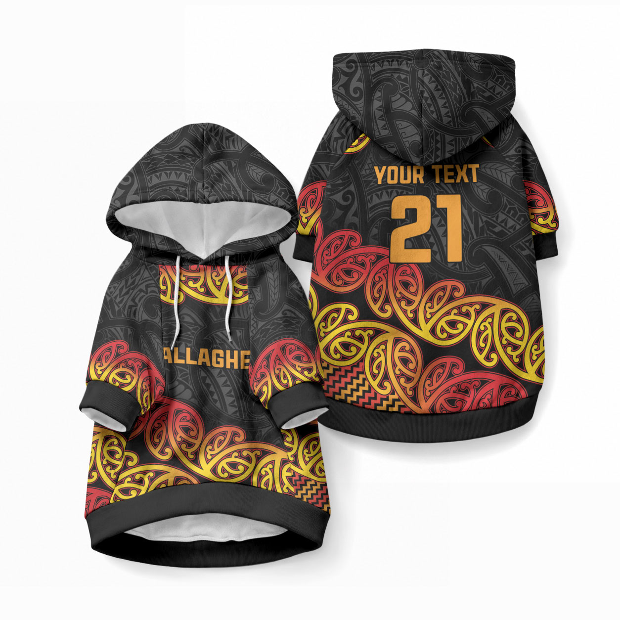 New Zealand Maori Rugby Pacific Custom Pet Hoodie Rangatira Maori Kowhaiwhai Pattern