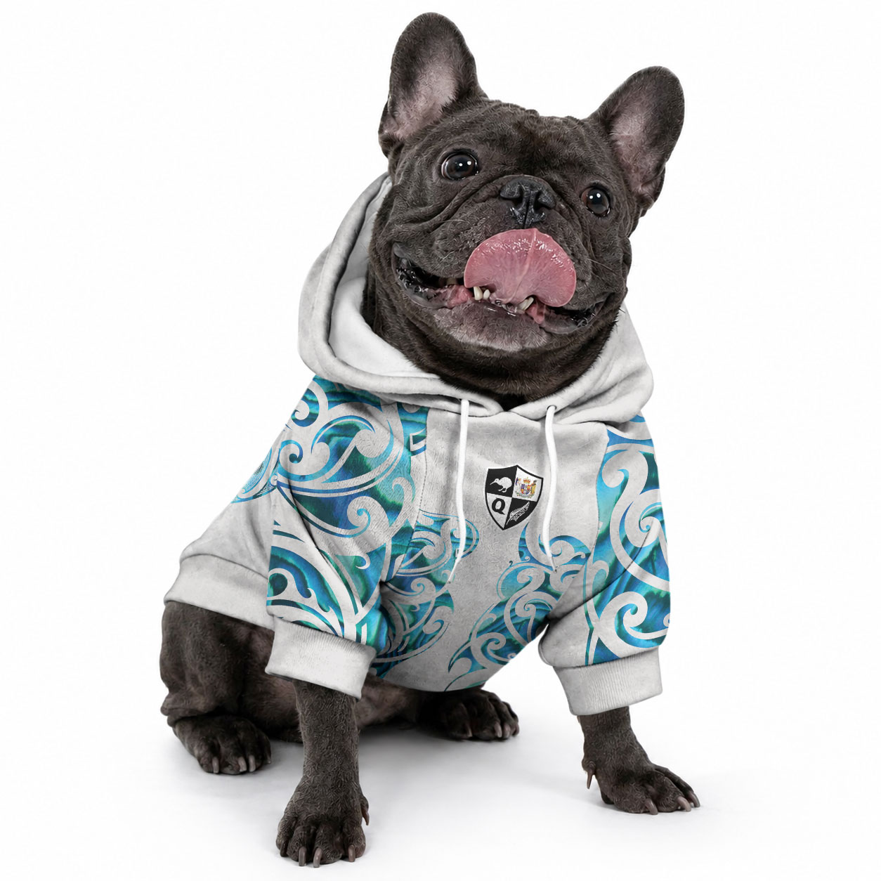 Queensland Maori Kiwi Personalised Pet Hoodie Ma Kakariki Papua Shell Maori Tribal Tattoo