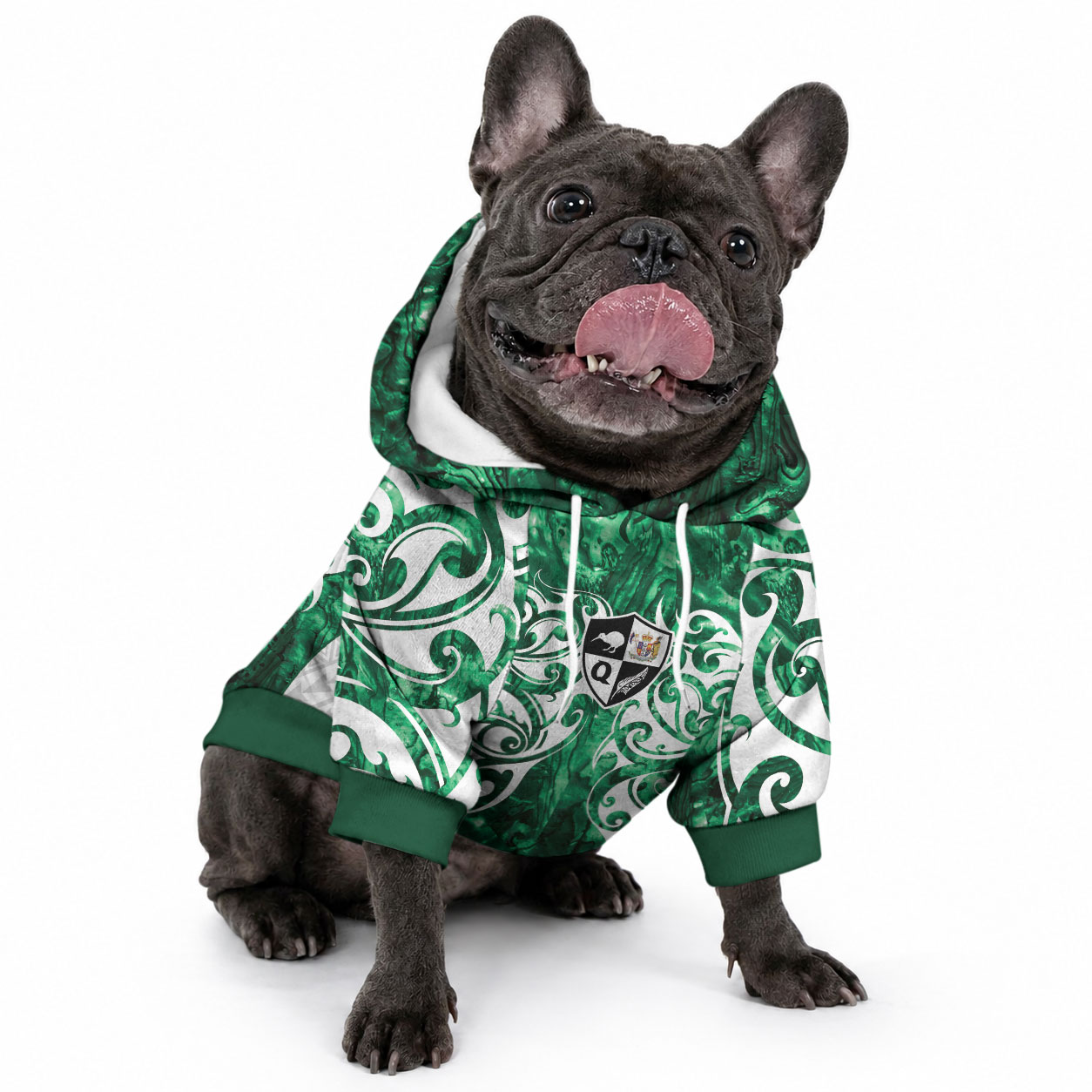 Queensland Maori Kiwi Personalised Pet Hoodie Kikirangi Papua Shell Maori Tribal Tattoo