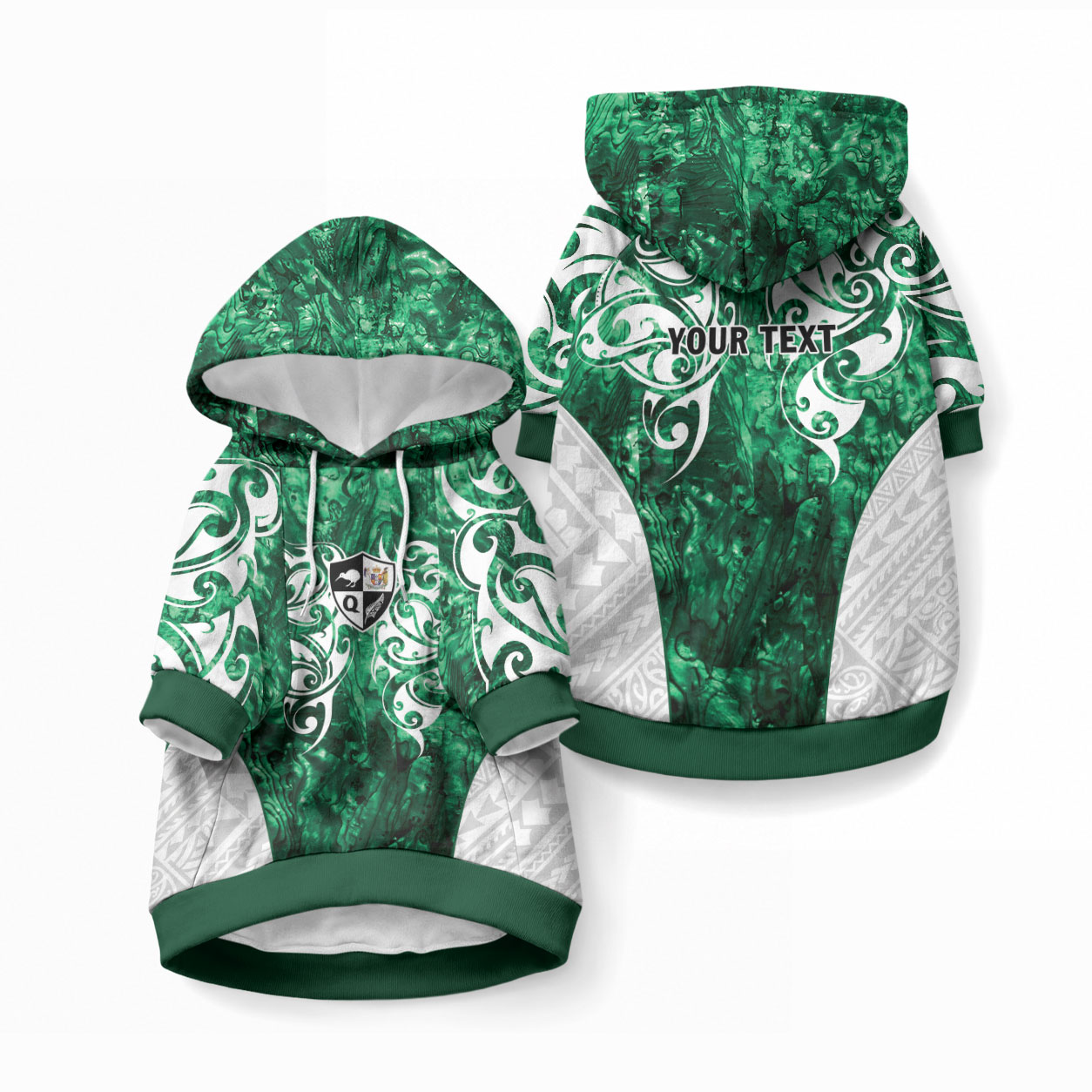 Queensland Maori Kiwi Personalised Pet Hoodie Kikirangi Papua Shell Maori Tribal Tattoo