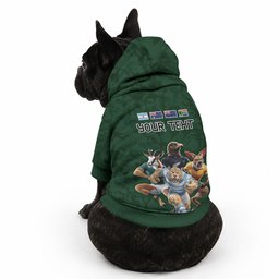 Custom Rugby Southern Hemisphere Pet Hoodie Argentina AUNZ South Africa Mascot Green
