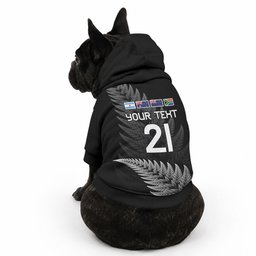 New Zealand Maori Rugby Custom Pet Hoodie Glory Be To Black Silver-fern