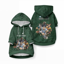 Custom Rugby Southern Hemisphere Pet Hoodie Argentina AUNZ South Africa Mascot Green