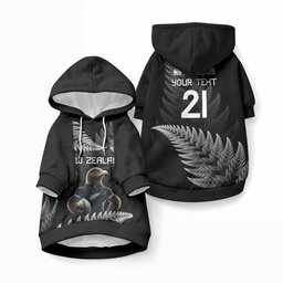 New Zealand Maori Rugby Custom Pet Hoodie Glory Be To Black Silver-fern