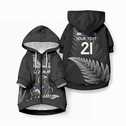 New Zealand Maori Rugby Custom Pet Hoodie Glory Be To Black Silver-fern