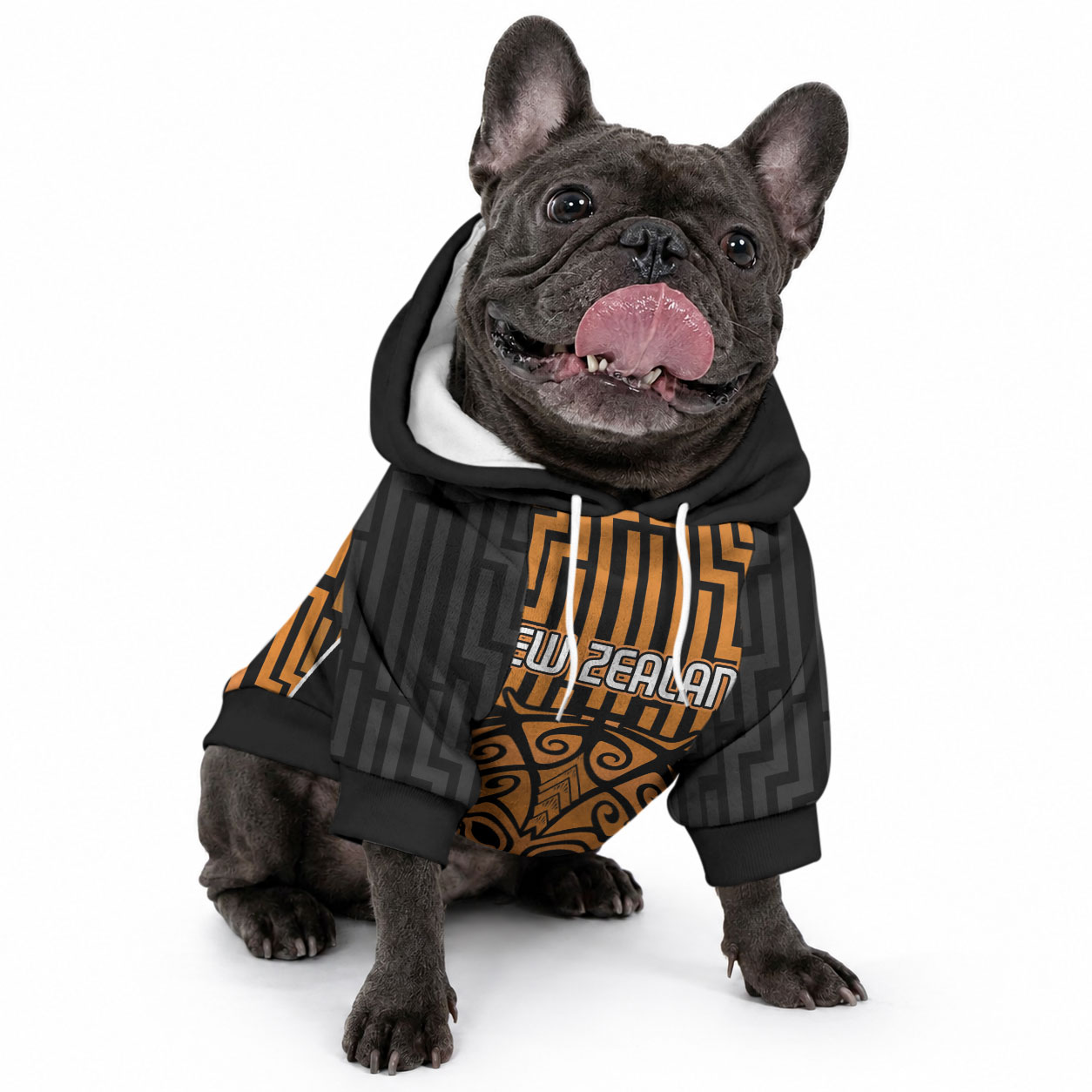 Custom Basketball New Zealand Pet Hoodie Gold Maori Ta Moko Indigenous