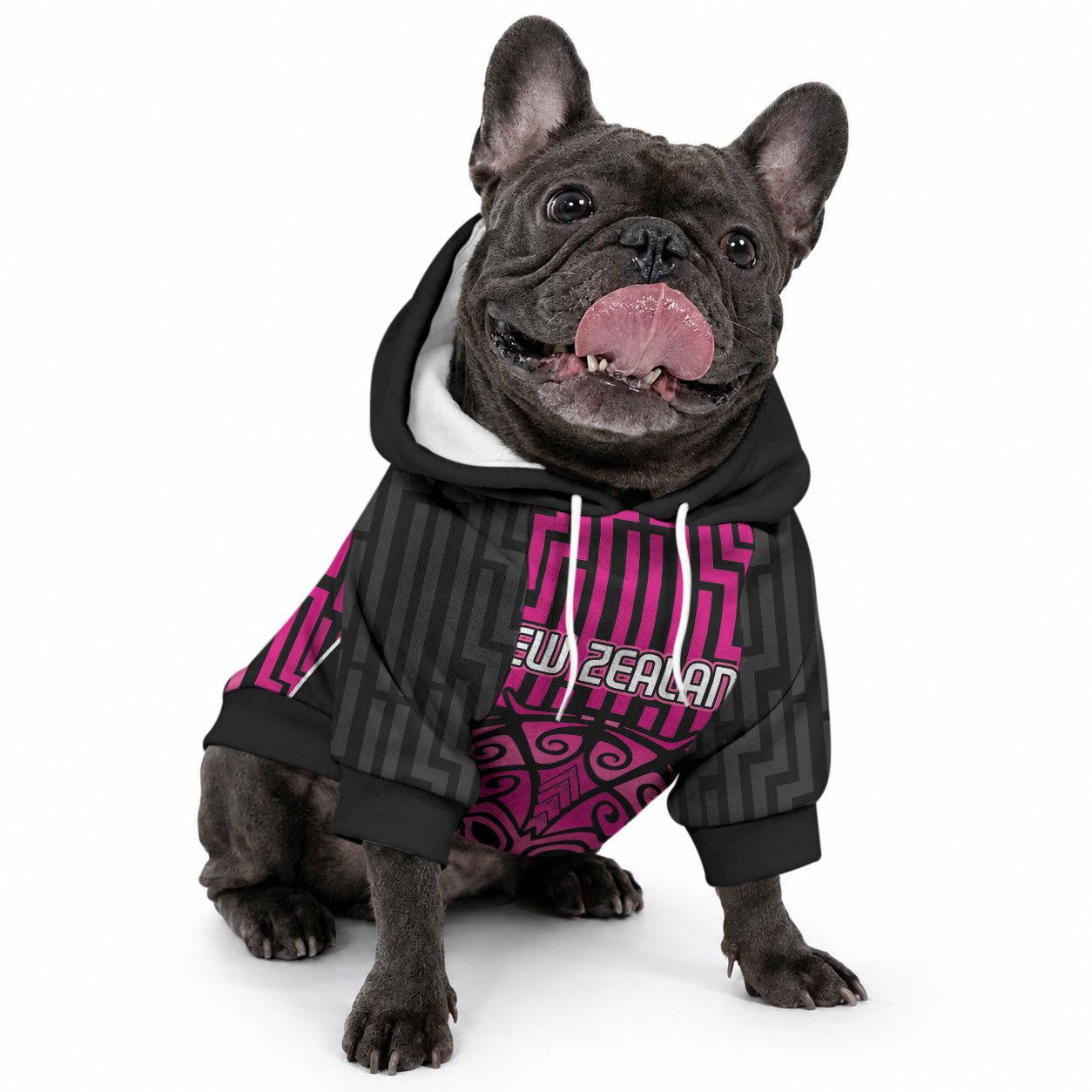 Custom Basketball New Zealand Pet Hoodie Pink Maori Ta Moko Indigenous