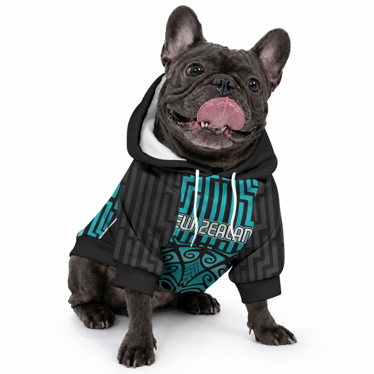 Custom Basketball New Zealand Pet Hoodie Teal Maori Ta Moko Indigenous