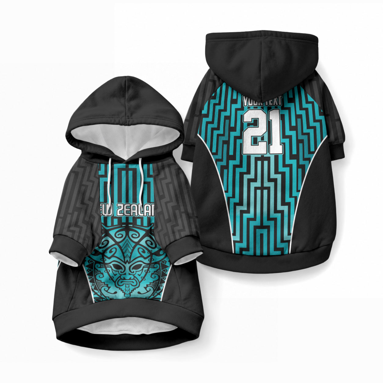 Custom Basketball New Zealand Pet Hoodie Teal Maori Ta Moko Indigenous