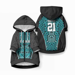 Custom Basketball New Zealand Pet Hoodie Teal Maori Ta Moko Indigenous