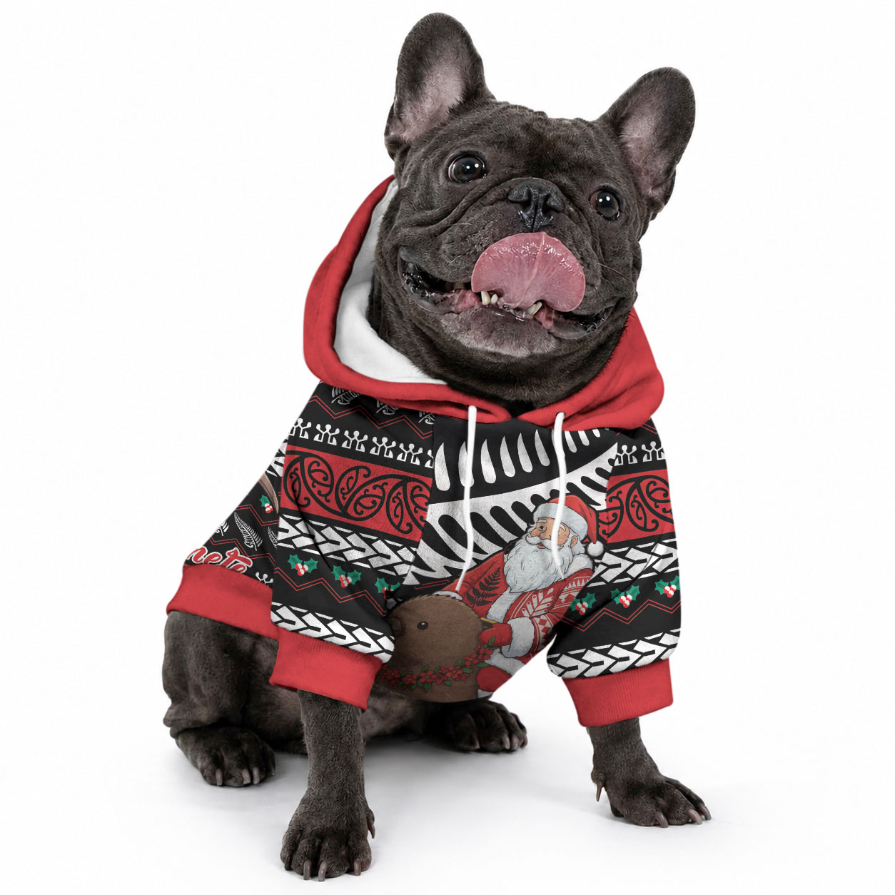 New Zealand Kiwi Santa Christmas Pet Hoodie He Wairua Kirihimete