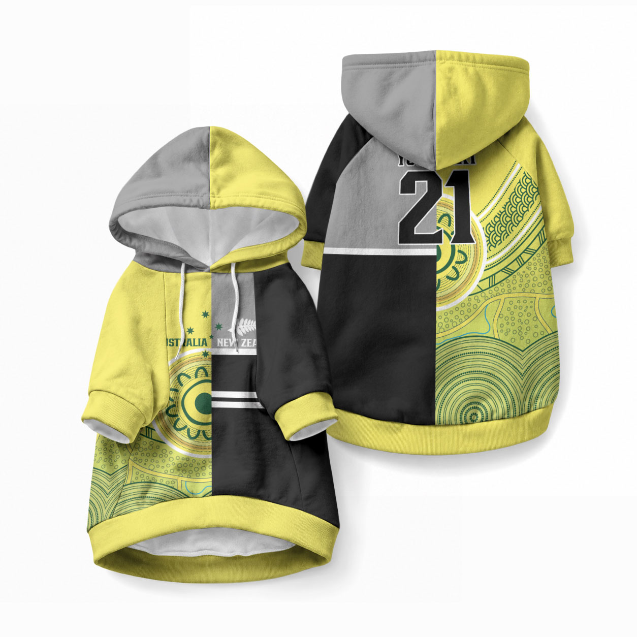 Custom Cricket AUNZ Spirit Pet Hoodie Aussie New Zealand Retro Edition