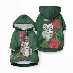 Maori Wheku Meri Kirihimete Personalised Pet Hoodie All Green Indigenous Maori Motif