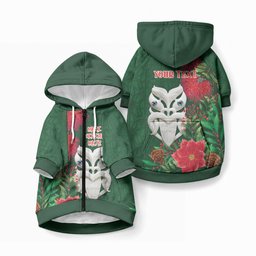 Maori Wheku Meri Kirihimete Personalised Pet Hoodie All Green Indigenous Maori Motif