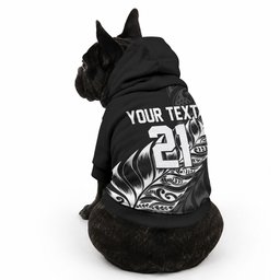 New Zealand Lawn Bowls Custom Pet Hoodie Black Maori Warrior Tribal Silver Fern