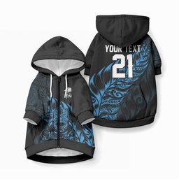 New Zealand Lawn Bowls Custom Pet Hoodie Blue Maori Warrior Tribal Silver Fern