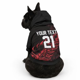 New Zealand Lawn Bowls Custom Pet Hoodie Red Maori Warrior Tribal Silver Fern