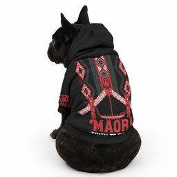 Toitu Te Tiriti Waitangi Pet Hoodie Black Wharenui House