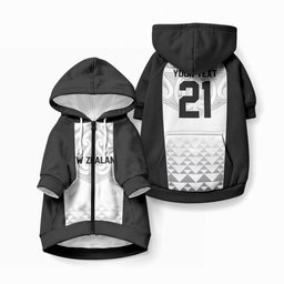 World Football 2026 New Zealand Custom Pet Hoodie All White Fern Maori Tribal