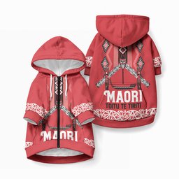 Toitu Te Tiriti Waitangi Pet Hoodie Red Wharenui House