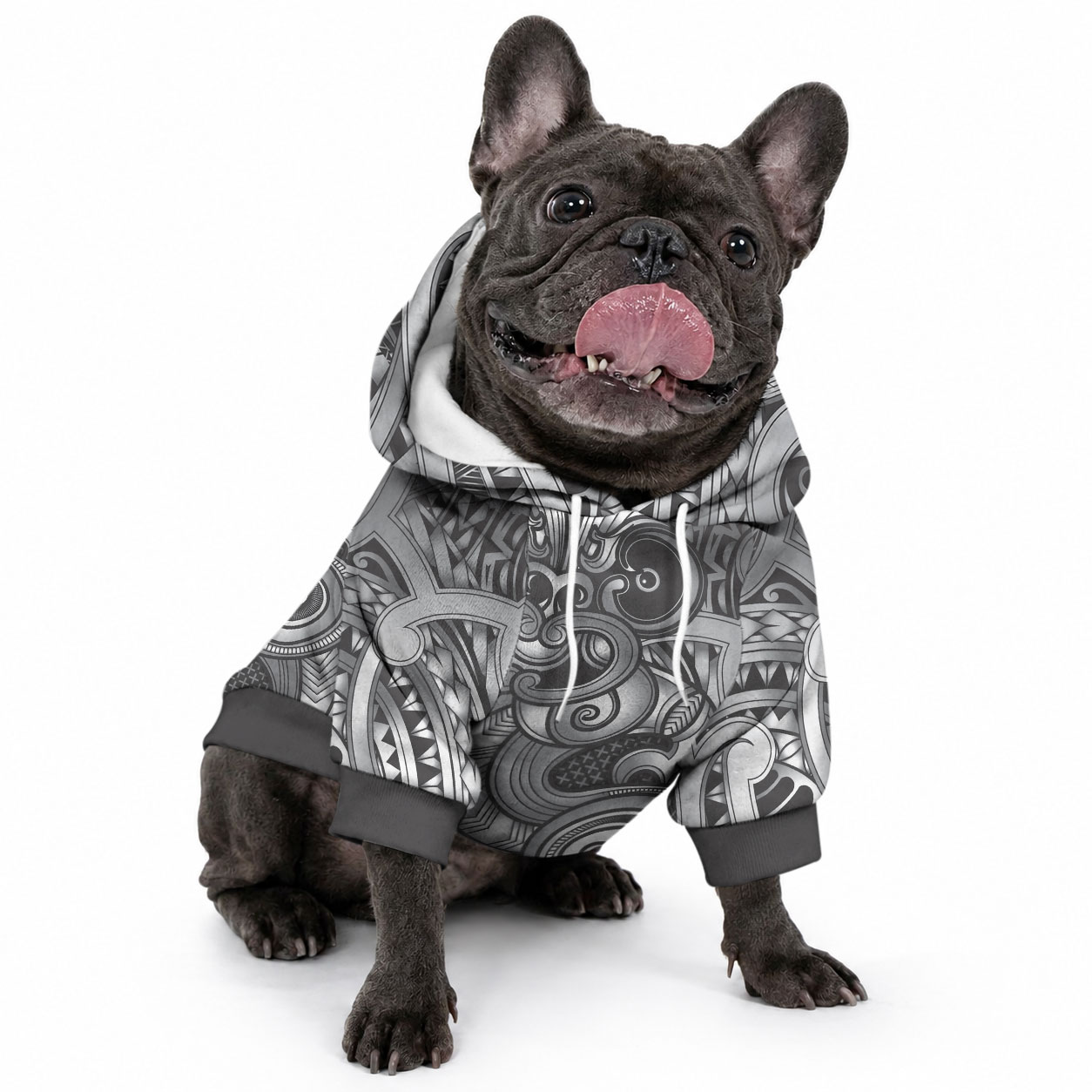 Aotearoa Maori Hei Tiki Pet Hoodie Kiwikiwi Kowhaiwhai Puhoro Motif
