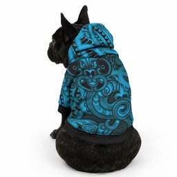 Aotearoa Maori Hei Tiki Pet Hoodie Kikorangi Kowhaiwhai Puhoro Motif
