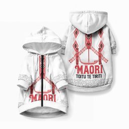 Toitu Te Tiriti Waitangi Pet Hoodie White Wharenui House